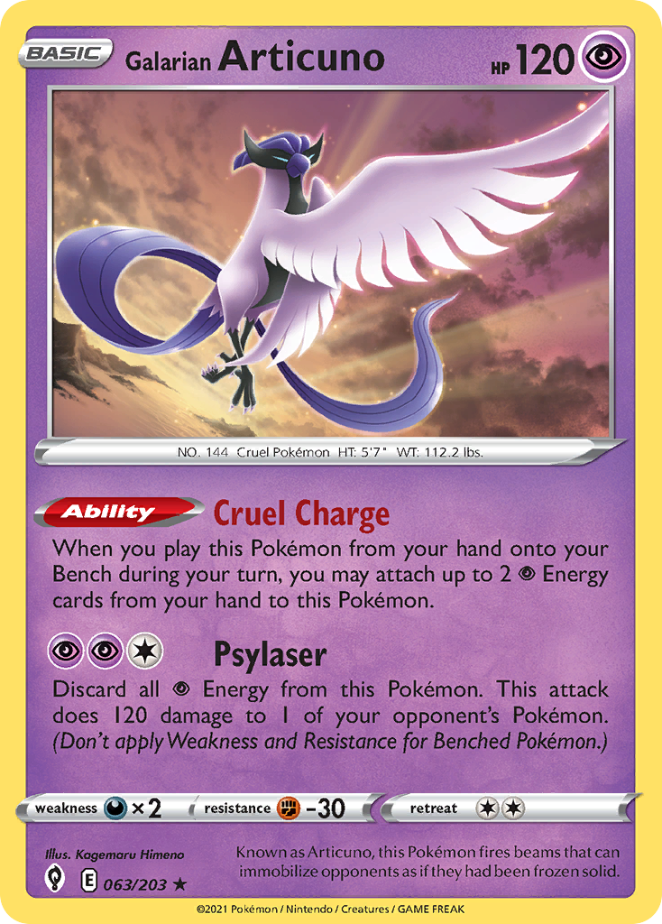 Evolving Skies Holo Galarian Articuno #63/203